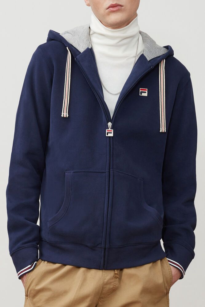 Fila Tenconi Hooded Sweatshirt Navy - Mens - 04789DVRG